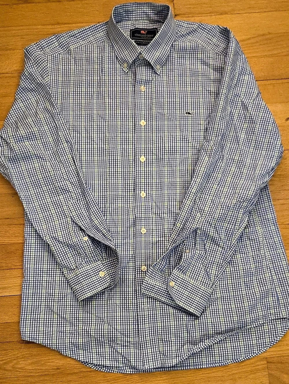 Vineyard Vines Slim Fit Whale Shirt Gingham Plaid Button Down Men’s Large L